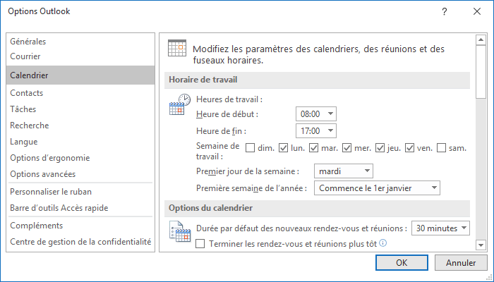 Calendrier Options Outlook 2016