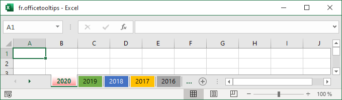 La couleur des onglets de la feuille de calcule dans Excel 365