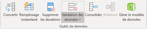 La liste Validation des données Excel 365