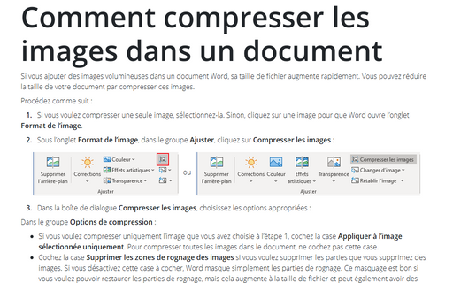 Comment compresser les images dans un document