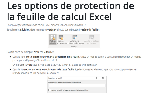 Les options de protection de la feuille de calcul Excel