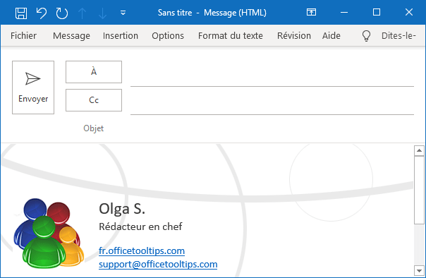 Signature dans message Outlook 365