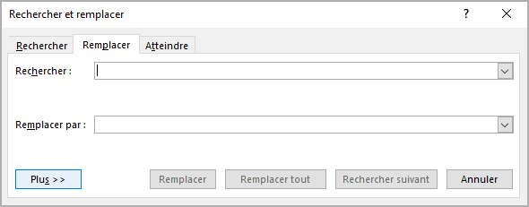 La boîte de dialogue Rechercher et remplacer dans Word 365