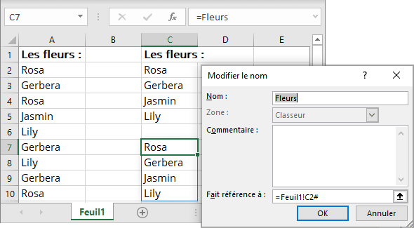 Les éléments uniques comme référence absolue dans Excel 365