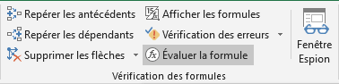 Le groupe Vérification des formules dans Excel 2016