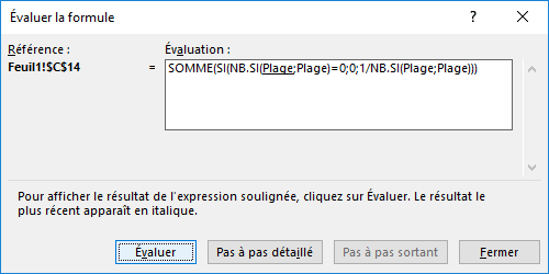 Évaluateur de formule dans Excel 2016