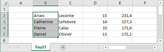 Exemple de covertition dans Excel 2016