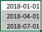 La série de dates dans Excel 2016