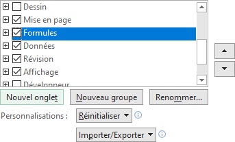 Nouvel onglet dans Options Excel 365