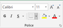Le groupe Police dans Excel 2016