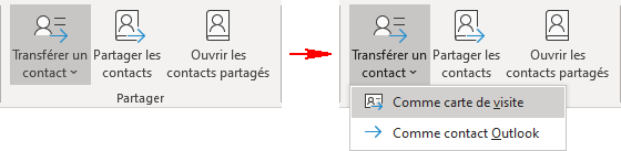 Transférer un contact dans Outlook 365