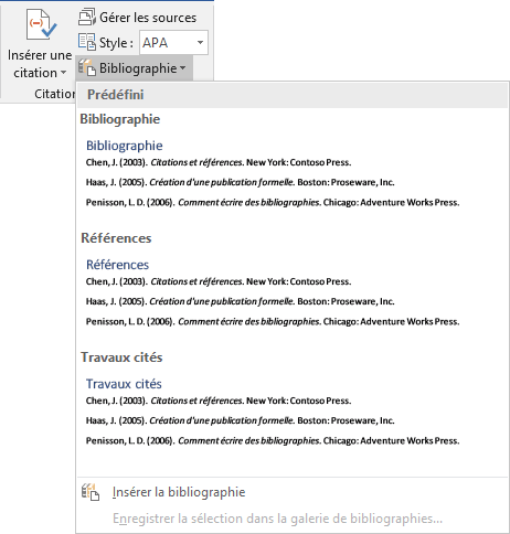 Insérer la bibliographie dans Word 2016