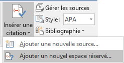 Ajouter un nouvel espace réservé dans Word 2016