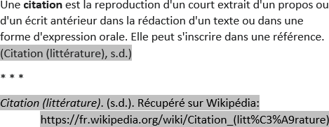 Insérer une citation dans Word 365