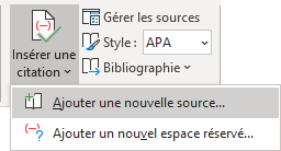 Ajouter une nouvelle source dans Word 365