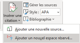 Ajouter un nouvel espace réservé dans Word 365