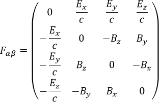 Équation du tenseur électromagnétique Word 2016