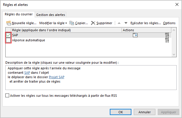 Propriétés de message dans Outlook 365