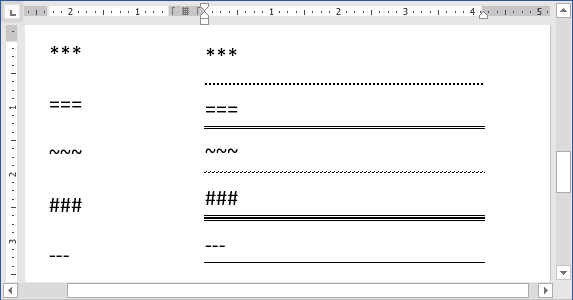 Des lignes horizontales entre des sections du document Word 365