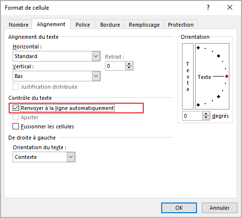 Format de cellule dans Excel 365