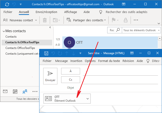 Partager un groupe de contacts Outlook 365