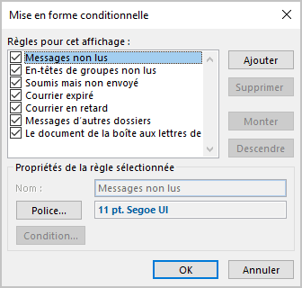 Mise en forme conditionnelle Outlook 365