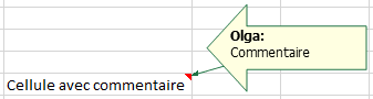 Une forme de commentaire dans Excel 2016