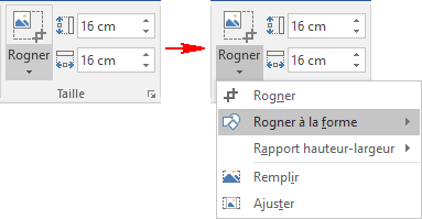 Rogner à la forme dans Word 2016