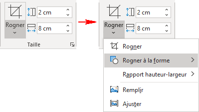 Rogner à la forme dans Word 365