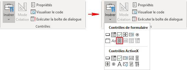 Barre de défilement dans Excel 365