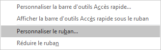 Personnaliser le ruban dans Excel 2016