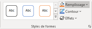 Le groupe Styles de formes dans Excel 365