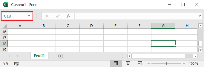 La barre d'adresse dans Excel 365