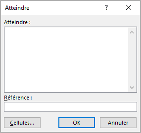 La boîte de dialogue Atteindre dans Excel 365