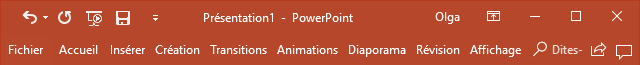 Le ruban réduiré dans PowerPoint 2016