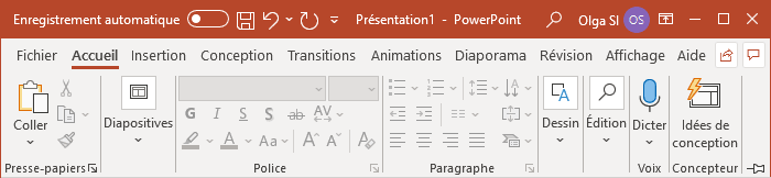 Le ruban affiche temporairement dans PowerPoint 365