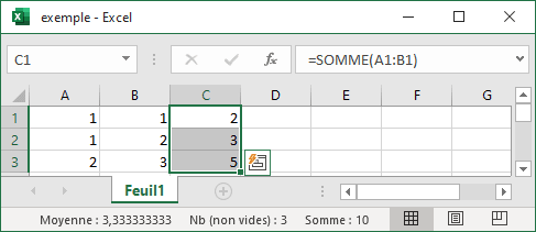 La formule dans toutes les cellules Excel 365