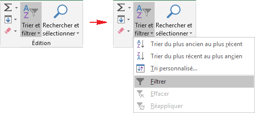 Trier et filtrer dans Excel 2016