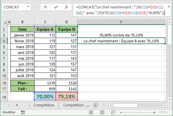 Exemple de autre formule dans Excel 2016