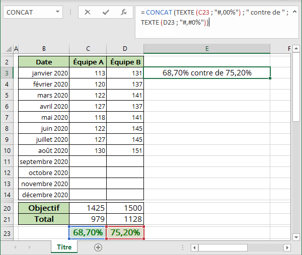 Exemple de formule dans Excel 365