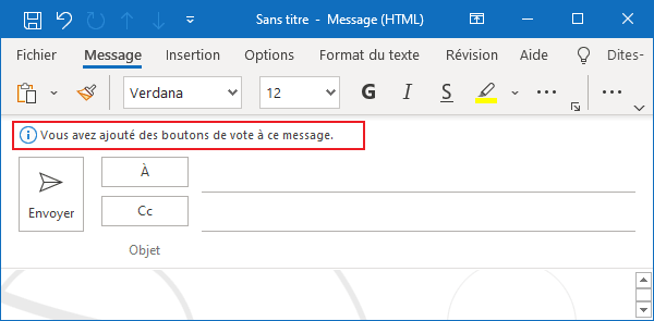 Un message Outlook 365