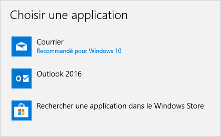 Choisir une application Windows 10
