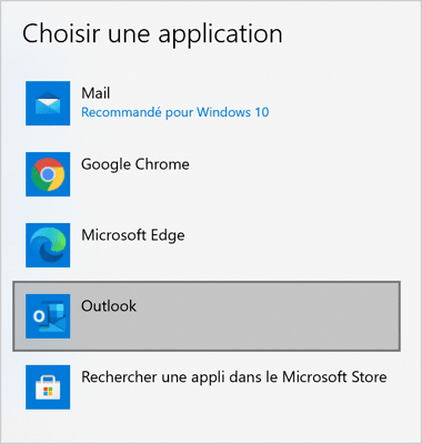 Choisir une application Windows 10