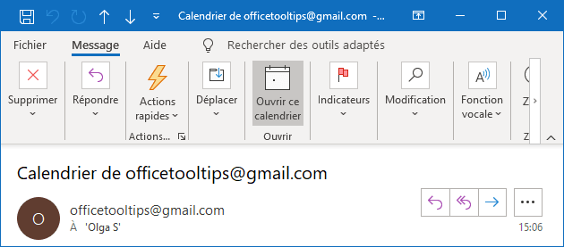Ouvrir ce calendrier 2 dans Outlook 365