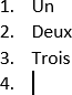 La liste numérotée 2 dans Word 2016
