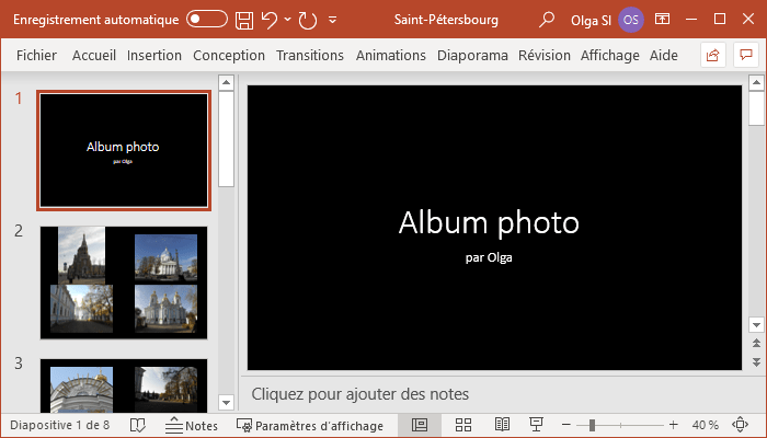 Album photo dans PowerPoint pour Microsoft 365