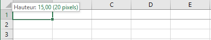 La hauteur actuelle de colonne dans Excel 2016