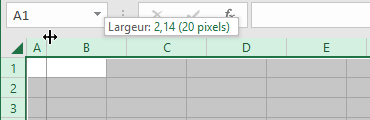 La largeur de colonne dans Excel 2016