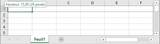 La hauteur actuelle de colonne dans Excel 365