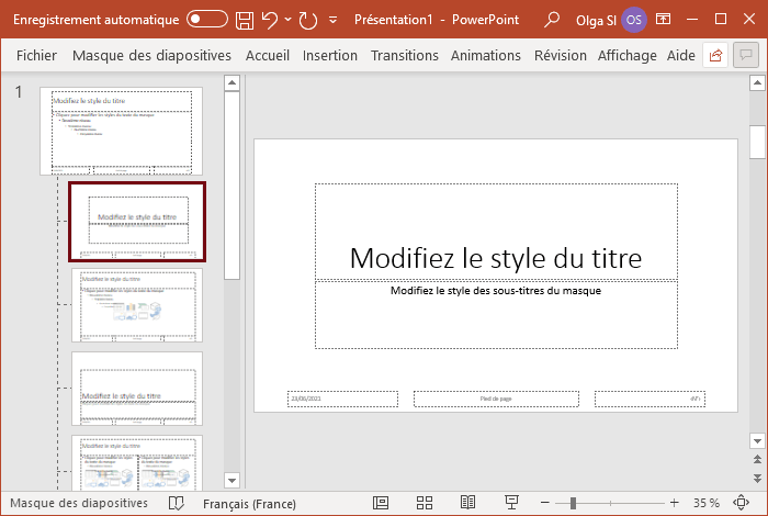 Masque des diapositives dans PowerPoint 365